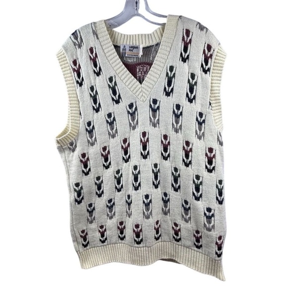 London Fog Men's Geometric Alpaca Sweater Vest XLT Multicolor V-Neck - Picture 1 of 11